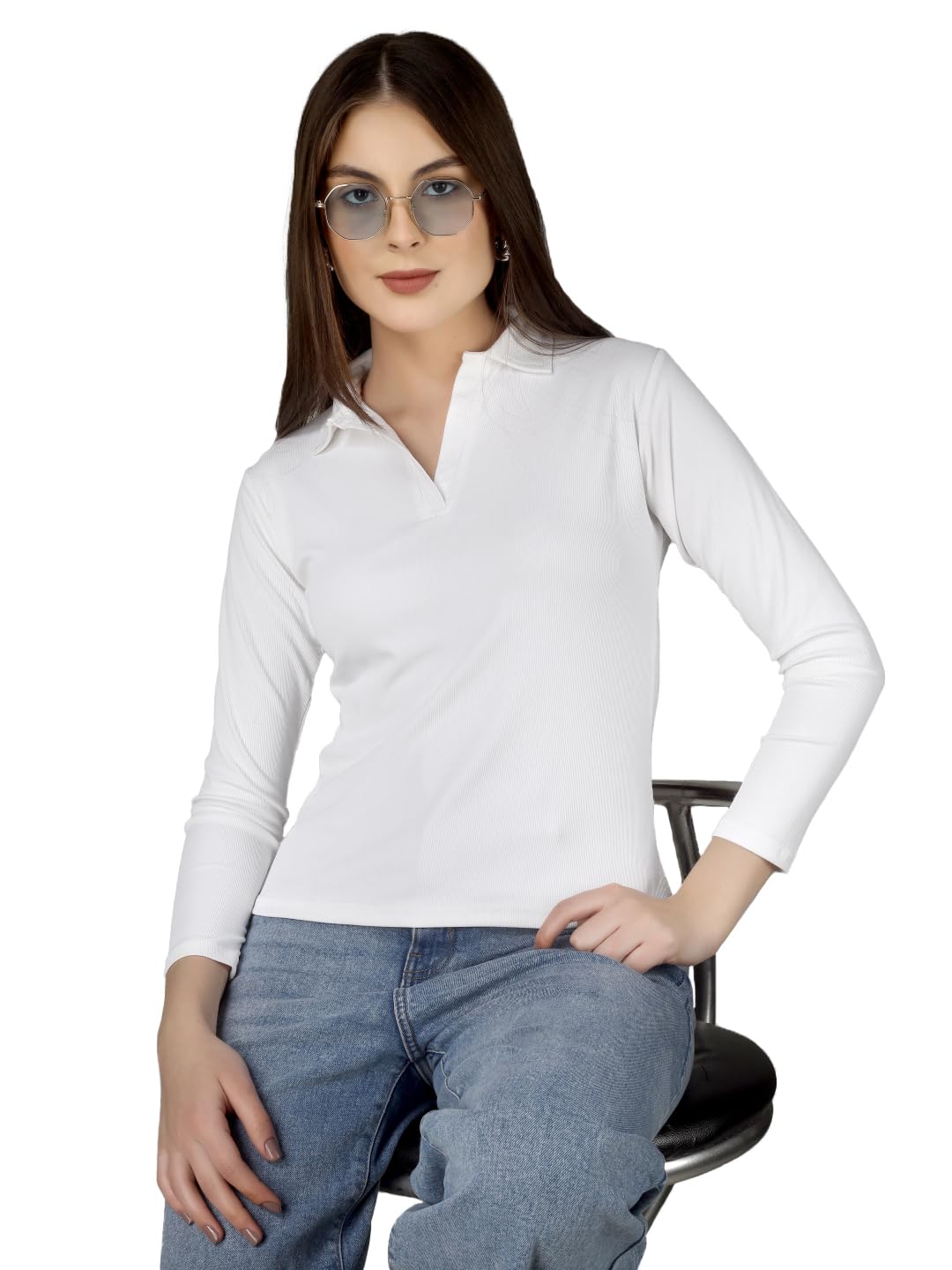 Full Sleeve Polo Collar Tshirt for Women