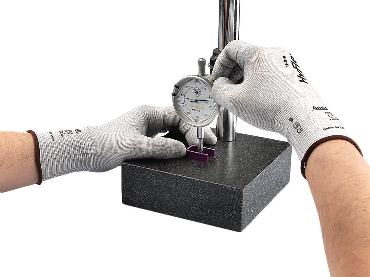 Ansell HyFlex 11-318 Guantes de Trabajo Multiuso, Protección Mecánica, Tejido Ultra Ligero, Sin Silicona y Antiestáticos, Compatible con Pan, Talla Táctiles,