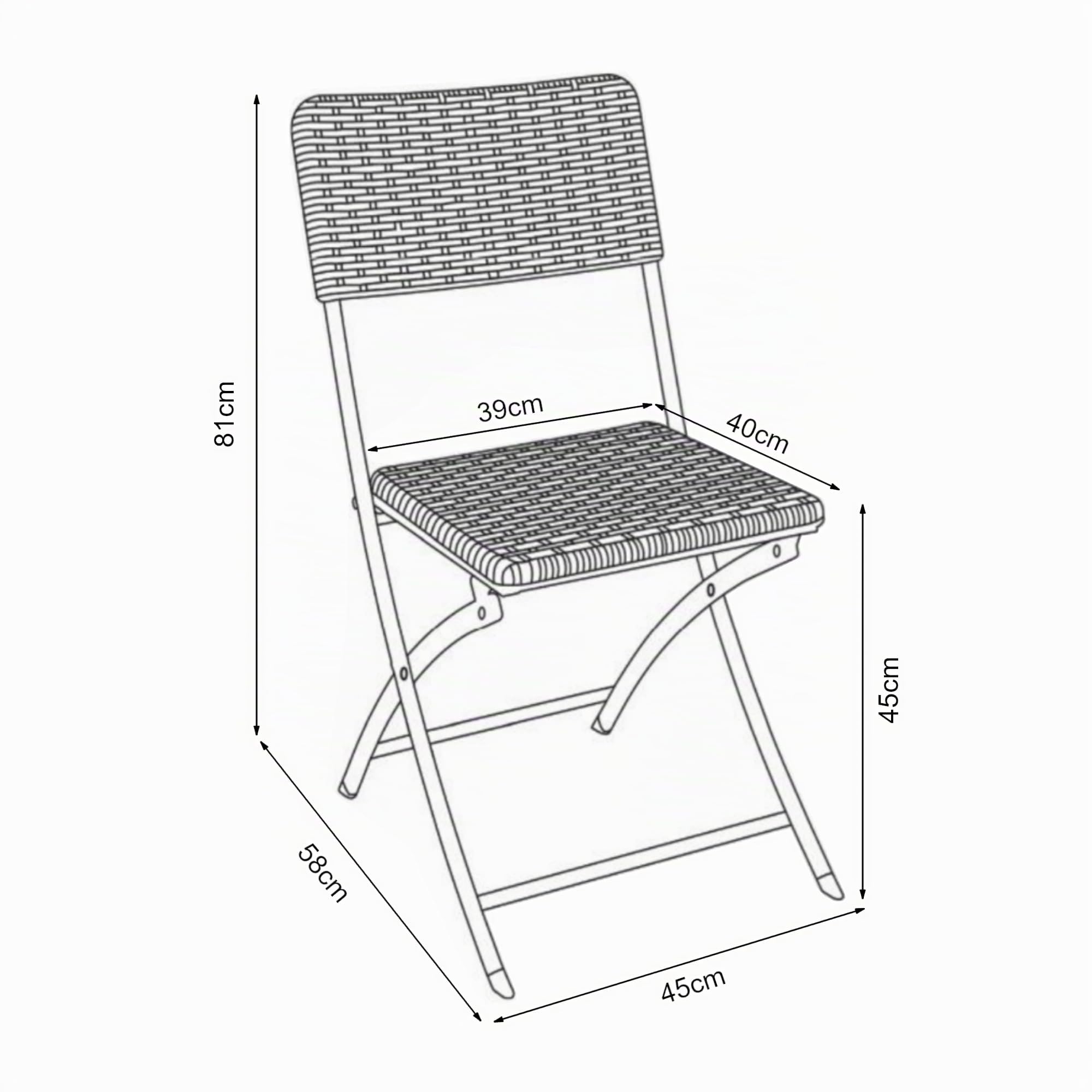 [en.casa] Lot de 2 Chaises Pliantes Extérieur pour Camping Jardin Terrasse Balcon Pêche Plage Ensemble de 2 Chaises Confortables Robustes Résistantes Métal Plastique 81 x 45 x 58 cm Effet Rotin Noir