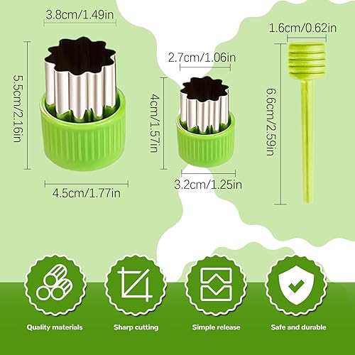 Miniatura 3 de 12 Pcs Embossing Cutter Set Vegetable and Fruit with Stainless Steel Blades, Assorted Shapes for Creative Food Decoration