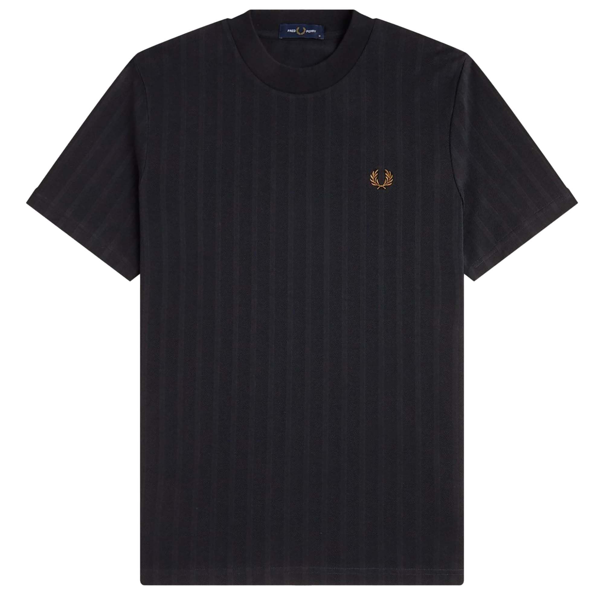 Fred Perry Twin Tipped Cuff T-Shirt, Black with Green and Caramel Trim (UK, Alpha, XL, Regular, Regular, Black/Green/Caramel)
