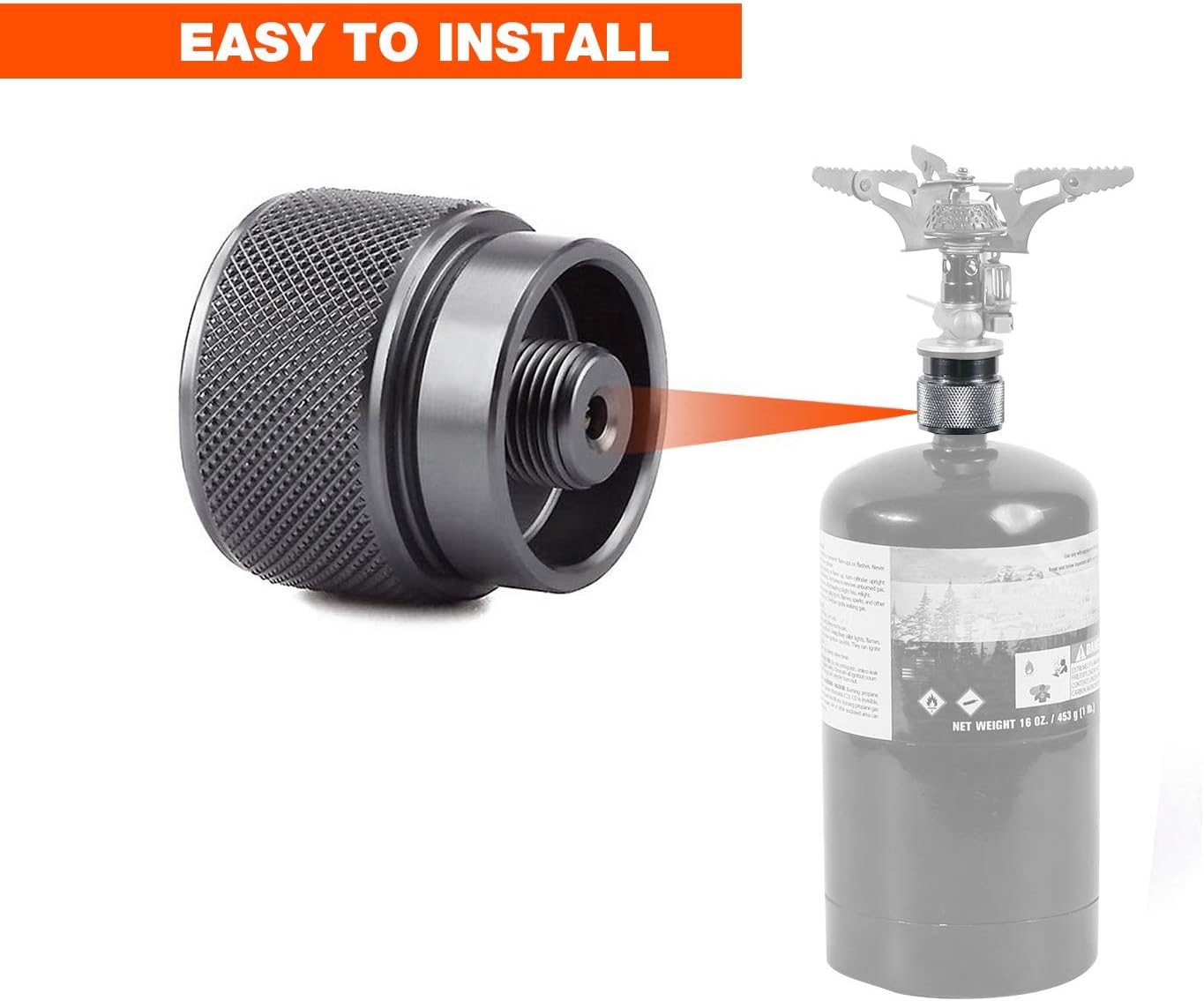 REDCAMP Small Camping Stove Adapter, Output: EN417 Lindal Valve or 16oz/1lb Gas Canister, Two Types