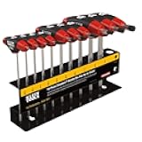 JTH410E T-Handle Hex Key Set, SAE Inch Sizes Allen Wrench Set with 4-Inch Blades, Stand Included, 10-Piece