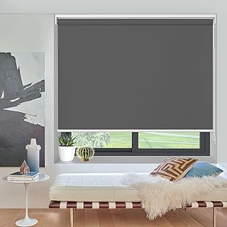 オーダーメイド（サイズ） ロールカーテン ロールスクリーン 遮光1級 間仕切り 目隠し 断熱 遮熱 UVカット 防音 プライバシー保護 チェーン式 簡単取付け 窓 6色 [ダークグレー,幅90x丈150cm], 窓の幅は30～200 cmです