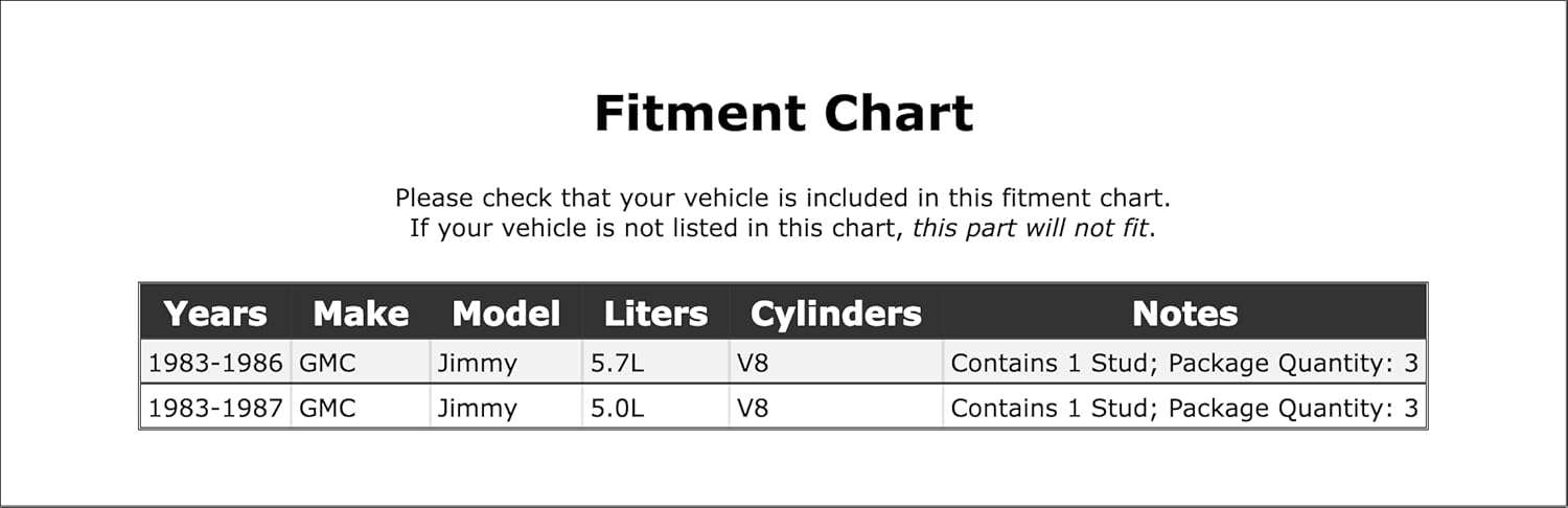 Front Right/Passenger Side Exhaust Manifold Bolt and Spring Compatible With GMC Jimmy 1987 1986 1985 1984 1983 P-3309216