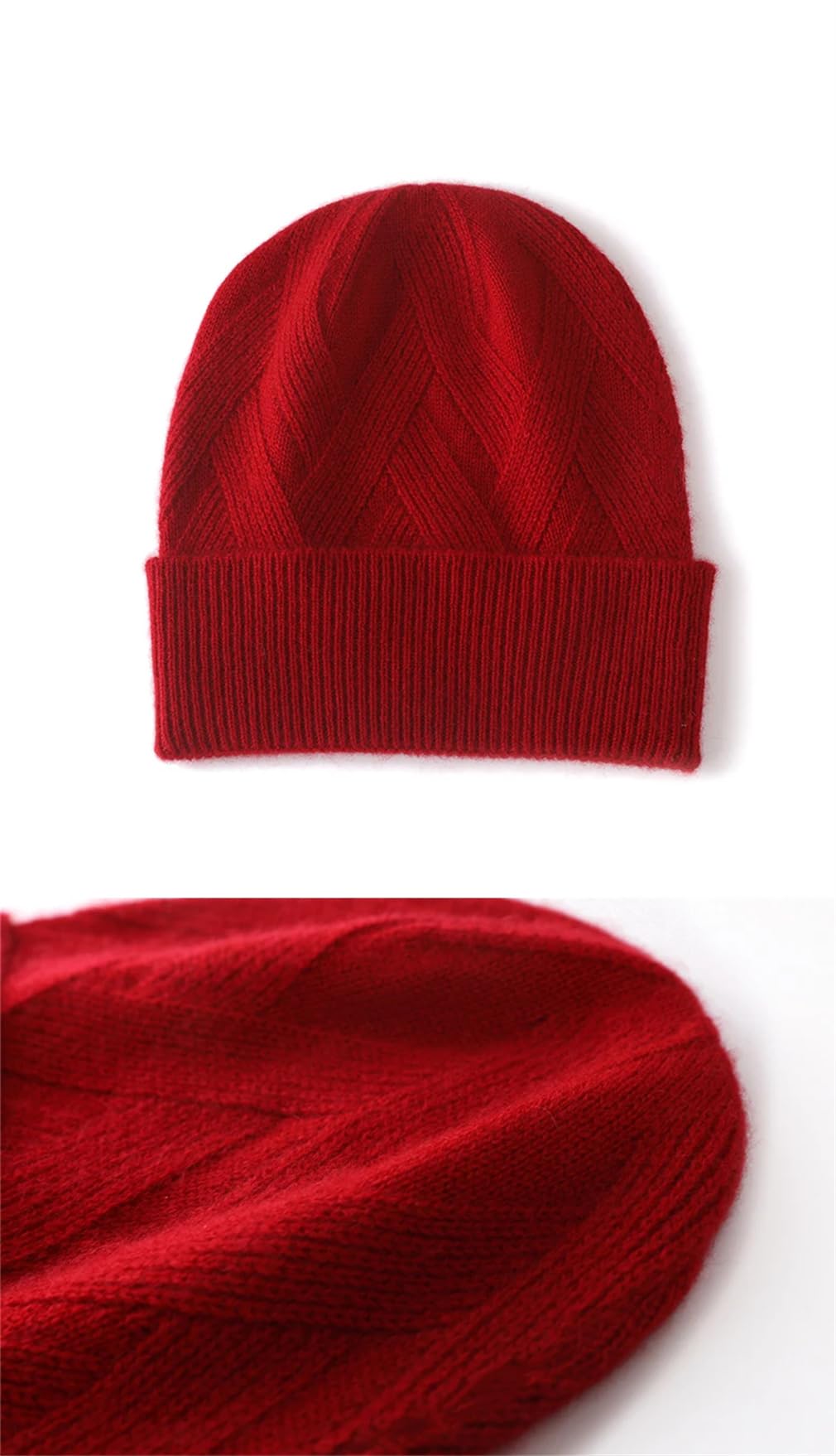 Gorros de lana para mujer, mezcla de cachemira, vintage, grueso, liso, acanalado, de lana, para invierno, cálidos, calaveras