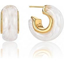 Resin Gold Hoop Earrings Chunky Statement Daily Wear for Women