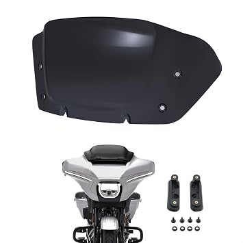 10" Wave Windshield Windscreen Wind Splitter Compatible for Harley Street Glide FLHX 2024-2025, CVO Street Glide FLHXSE 2023-2025, FLHXU 2025 Black