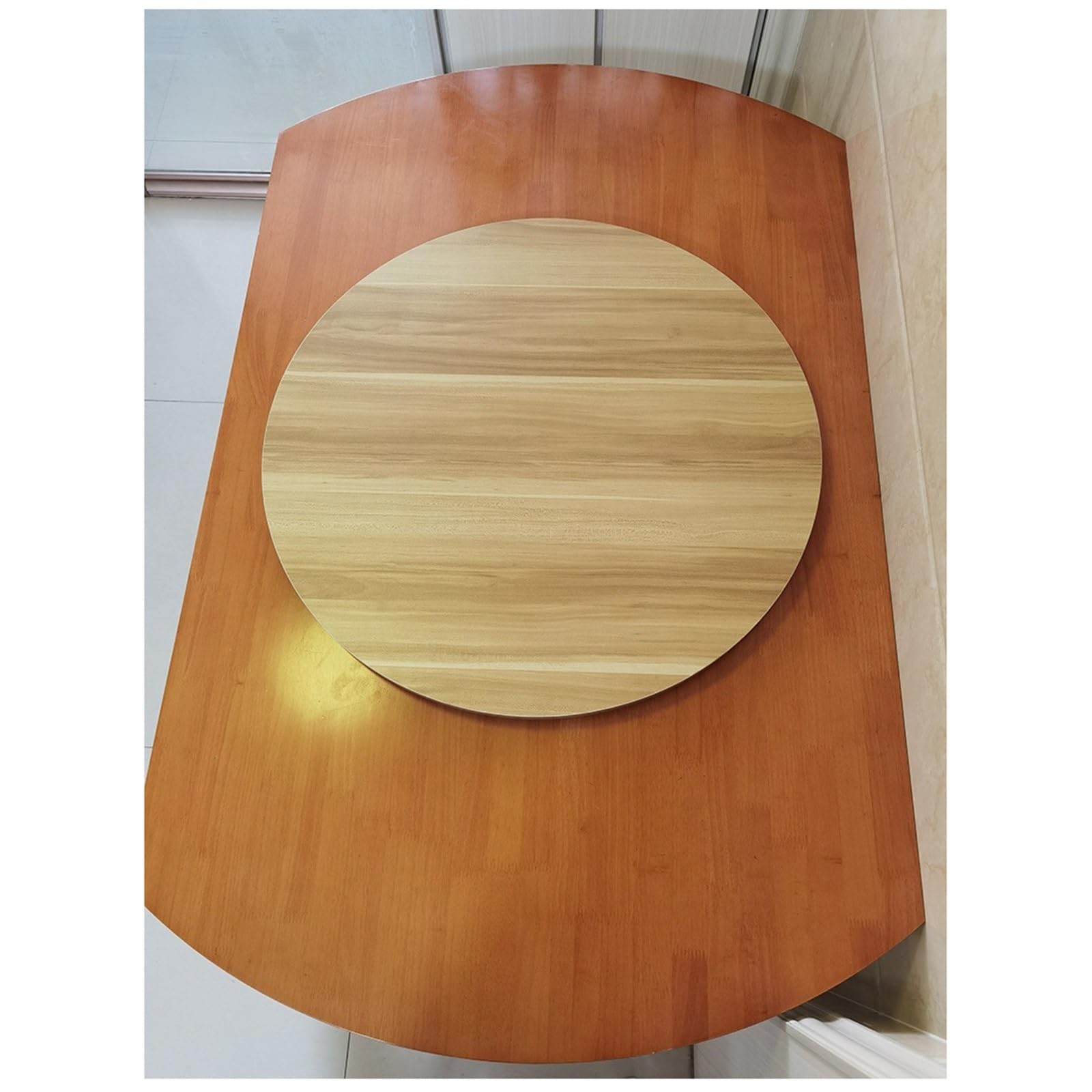 Lazy Susan - Giradischi per tavolo da pranzo, vassoio da portata rotante da 70 cm, con cuscinetti silenziosi, centrotavola in legno color teak, per riunioni di famiglia e intrattenimento
