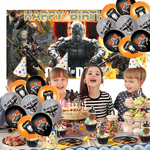 Vedio Game Call Duty Party Supplies Birthday Decorations Plates Balloons Banner Cake Toppers Plastic Cutlery Disposable Knives Forks Set Decorations Decor #TOP3