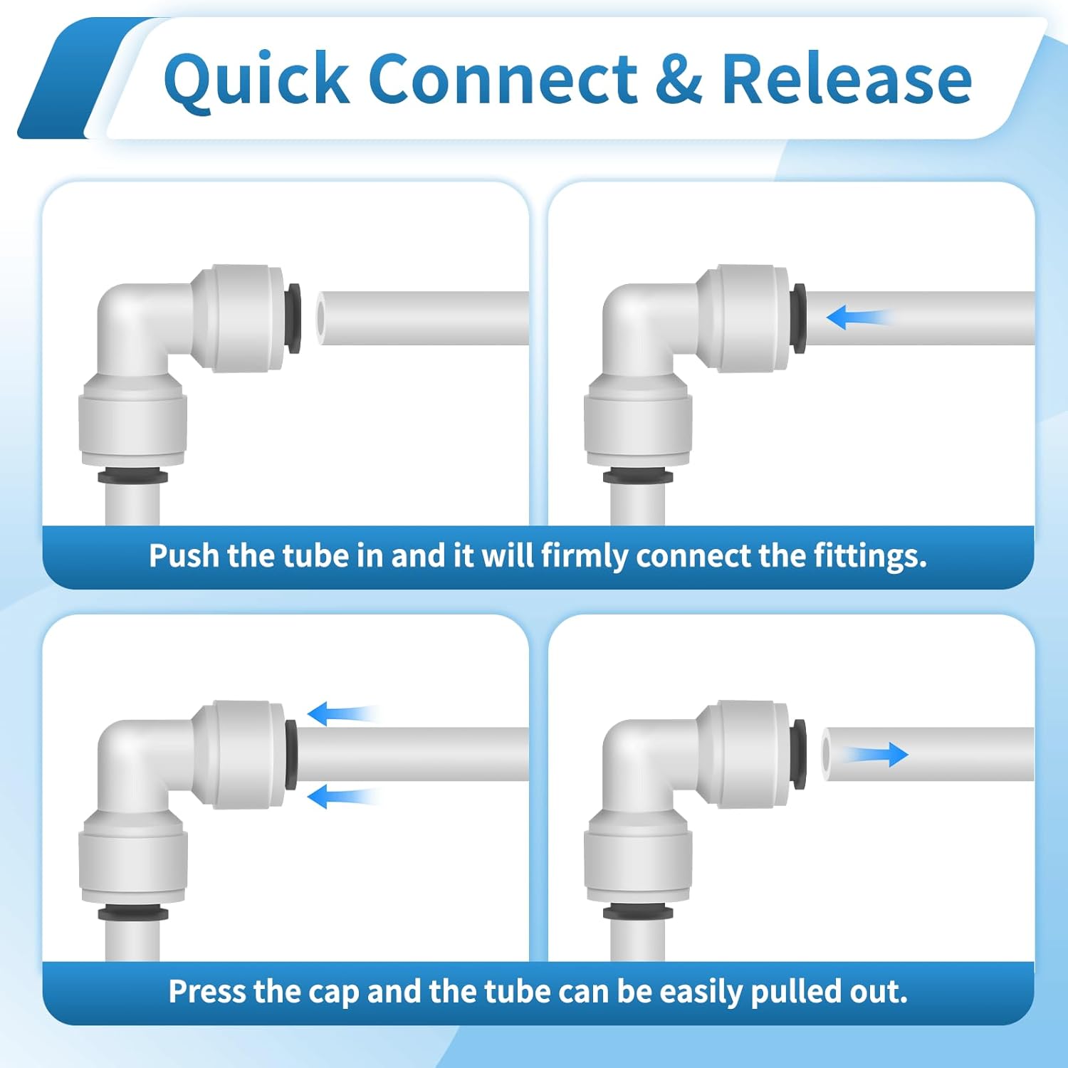 26Pcs 1/4" Quick Connect Water Line Fittings Kit, Push to Connect Fittings (Ball Valve, Check Valve, T, L, Y, I & Professional Tubing Cutter) for RO/DI, Refrigerator, Ice Maker