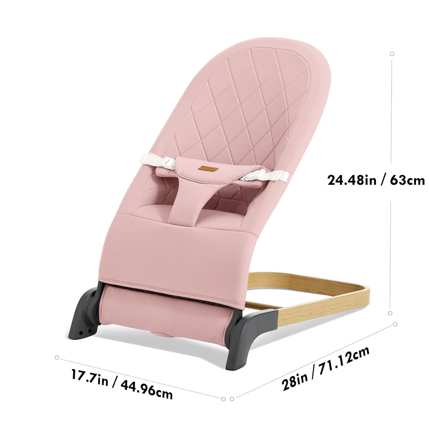 Foldable Baby Bouncer, Baby Bouncer Seat with 3 Adjustable Heights, Portable Newborn Rocker, Ergonomic Bouncer Seat for Natural Bounce, Bouncer for Babies 0-6 Months, Soft Cotton (Pink)
