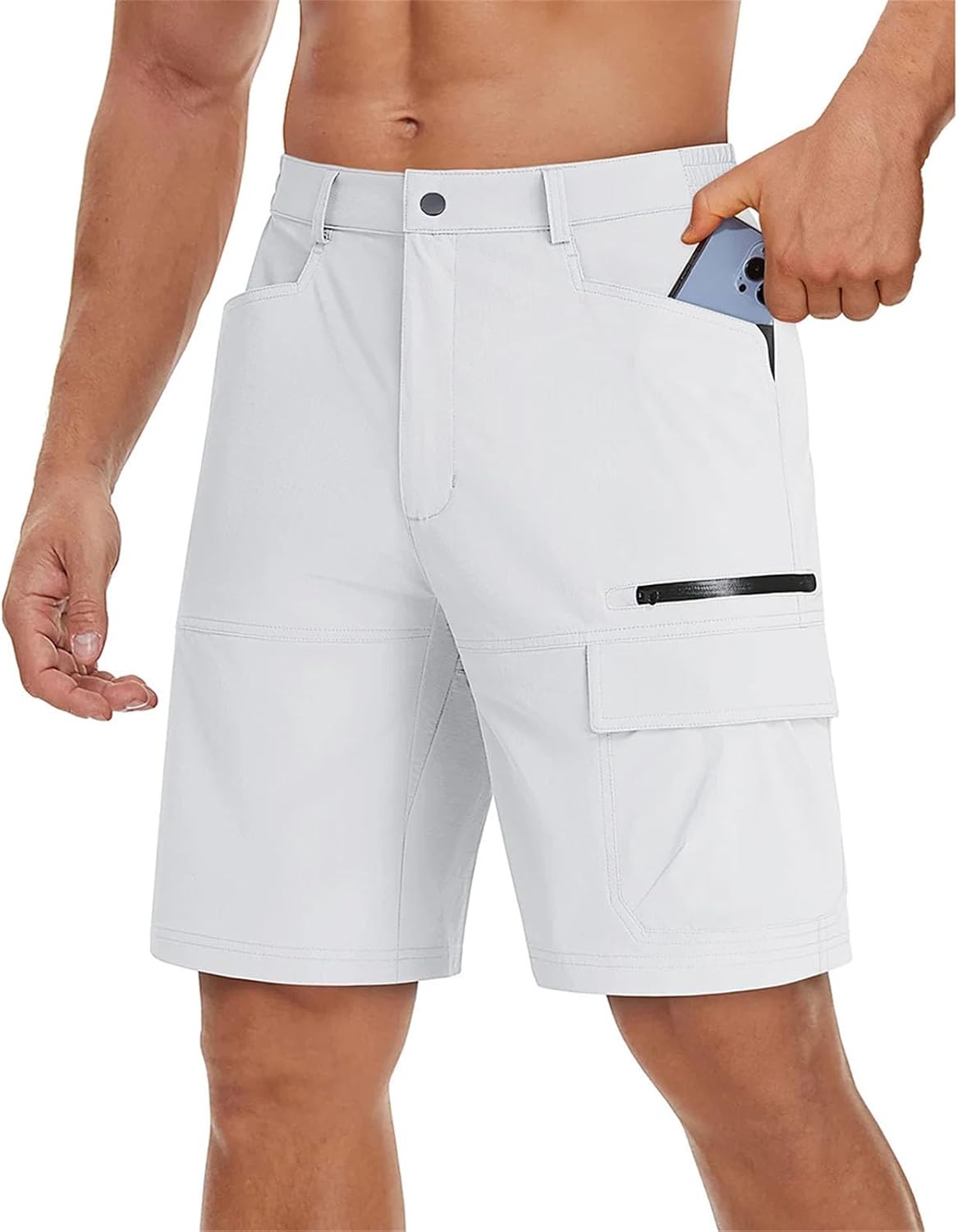 Men’s Summer Fishing Shorts Water Resistant Quick Dry Hiking Cargo Shorts with Multi Pocket for Outdoor Adventures