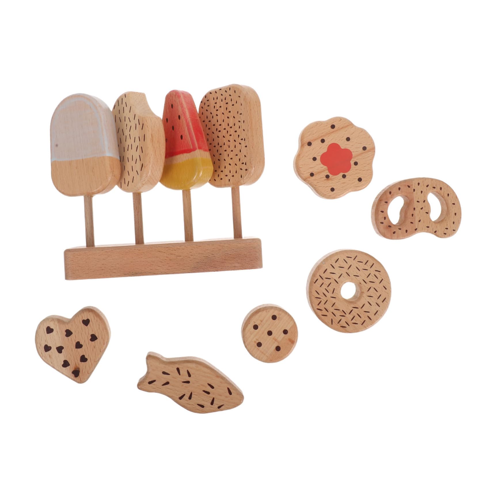 TOYANDONA Giocattoli Di Gelato Per Giocattoli Di Finzione Ciambelle Di Gelato Simulato Set Da Gioco Per Gelateria Cibo Per Cucina In Legno Cibo