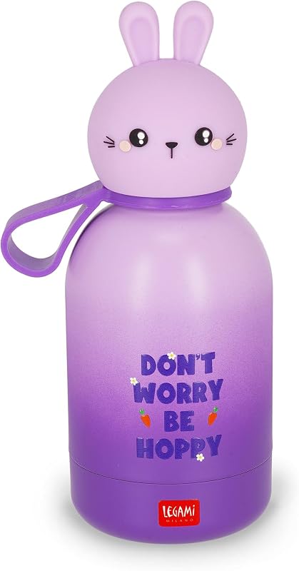 Legami - Thermos pour enfants Hot&Cold BFF Bunny, en acier inoxydable 18-8 à double paroi, fermeture hermétique, garde au chaud pendant 12 heures et au frais pendant 24 heures, capacité 310 ml