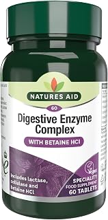 Natures Aid Digestive Enzyme Complex with Betaine Hydrochloride, Vegan, 60 Tablets