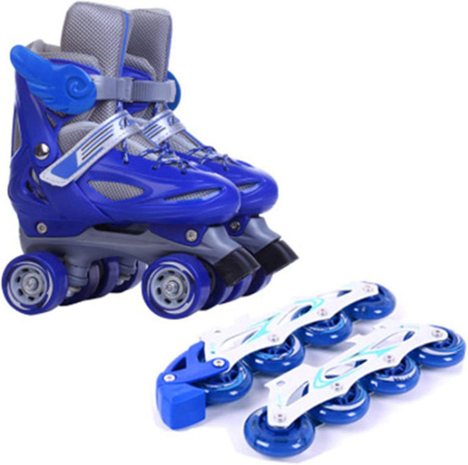 Free Shipping Over $50 ASJUNQ Roller Skates,Kids Adjustable Roller Skates for Girls,Roller Skates for Women,Boys with Roller Skates 2 in 1 Single and Double Row Skates – Children's Inline Skates,Blue-S（27-30EU）