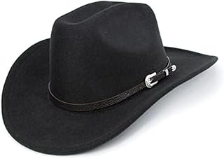 XuoAz Western Cowboy Hat for Men Women Classic Fedora Hat with Buckle Belt (S-M)
