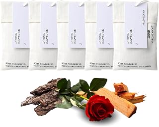 5 Pcs Luxury Scented Sachets for Closets & Drawers, 180 Days Long-Lasting Fragrance Bags for Car, Wardrobe, Bedroom & Home, Premium Hanging Sachets for Clothes & Spaces (Agarwood Rose)