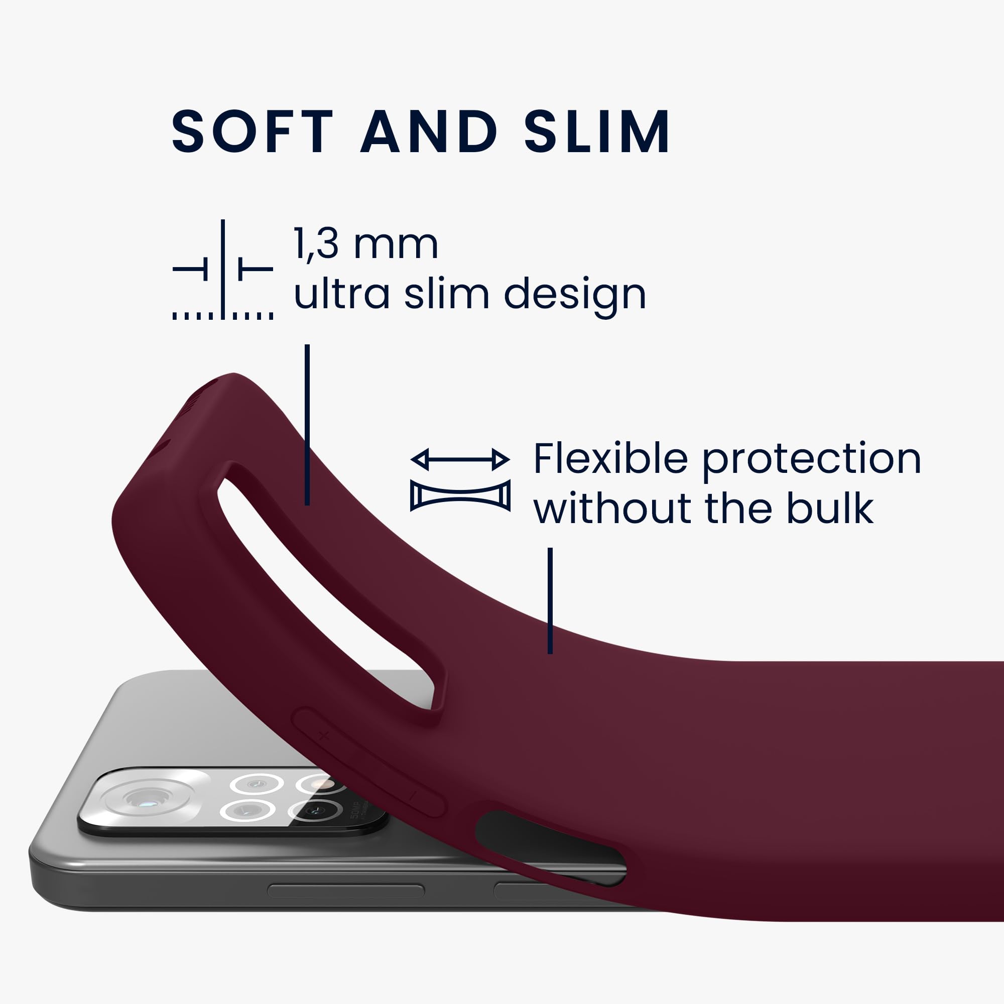 kwmobile Case Compatible with Xiaomi Redmi Note 11 / Note 11S Case - Soft Slim Protective TPU Silicone Cover - Magenta Purple - Image 2