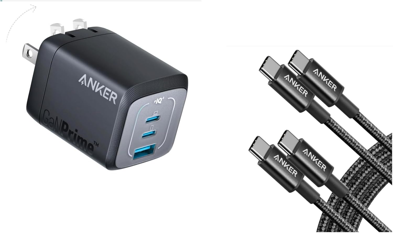 Anker Prime 67W USB C Charger, Anker GaN 3-Port Compact Fast PPS Wall Charger, USB C Cable, Type-C 60W Fast Charging Cable