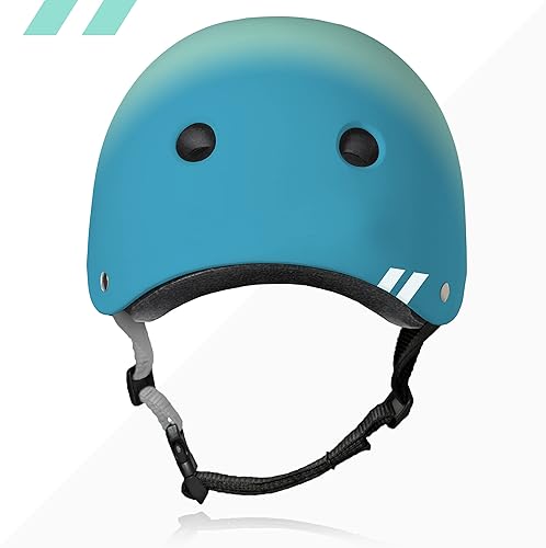 Vista 2 de Casco Multideporte Triple Certificado 80Six - Ideal para Bicicleta, Monopatín, Patineta, Patines en Línea y Patinaje en Línea Surf Verde Teal Fade