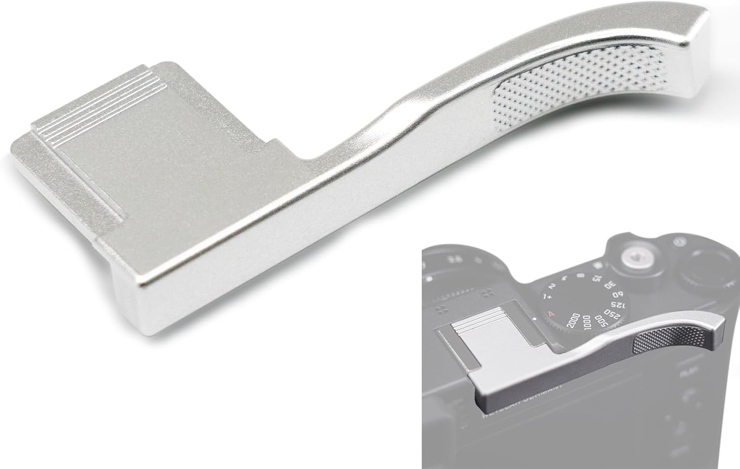 Metal Thumb Up Grip for Leica D-LUX8 DLUX8 Camera, Hot Shoe Thumb Rest Support Grip ，Exclusive Vintage Anti-Slip Pattern, Enhance The camera's Grip Feel (Silver)