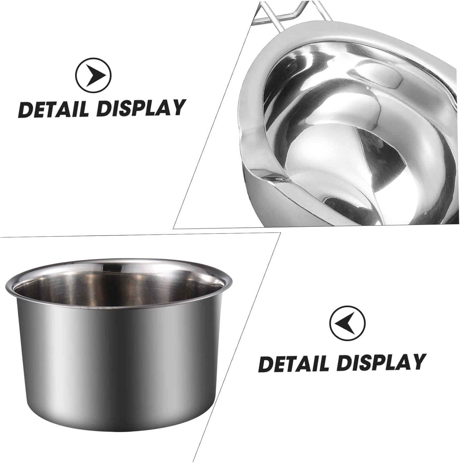 1set Double Boiler Pot Stainless Steel Melting Pot Spout Long Handle for Easy Use