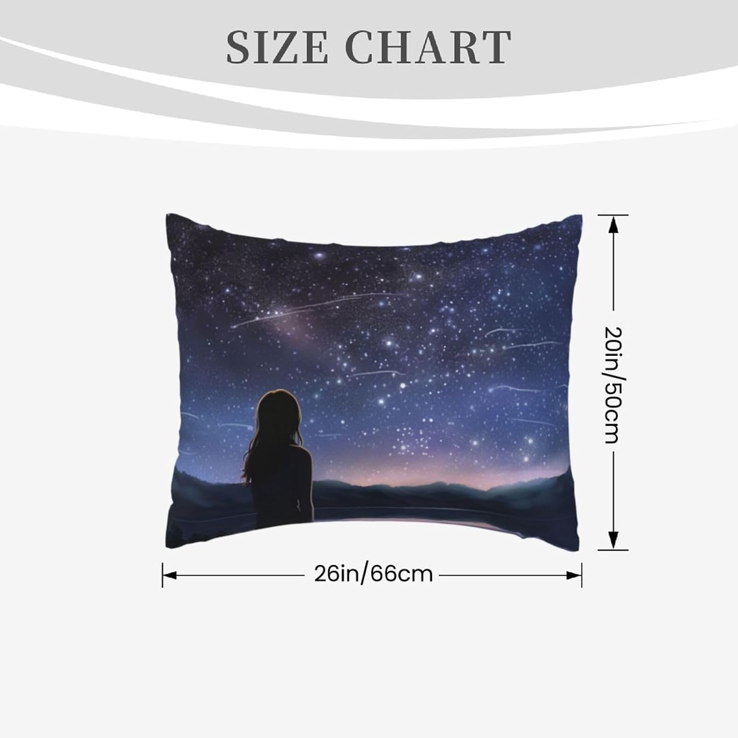 2 Pack Standard Pillow Cases with Hidden Zipper, Soft Breathable Pillow Covers for Hair and Skin, Girl Looking at Stars Pillowcases 20"x26" Bed Pillow Protectors Cover for Sleeping Gifts