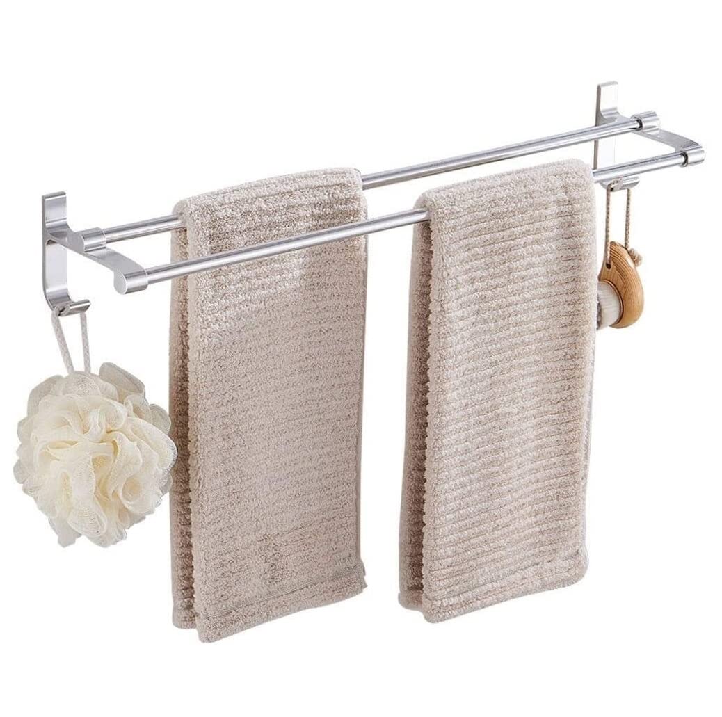 Towel Rack Towel Rail Towel Rack Bathroom Space Aluminum Double Pole Rack Bathroom Shelf Hanging Rack Towel Bar Towel Holder/60Cm(60cm)