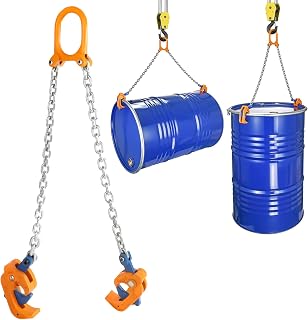 FAHKNS Chain Drum Lifter 2000lbs/1T Oil Barrel Clamp Material Transport Tool with G80 Lifting Chain Drum Lifter Chain for 55 Gallon Drums