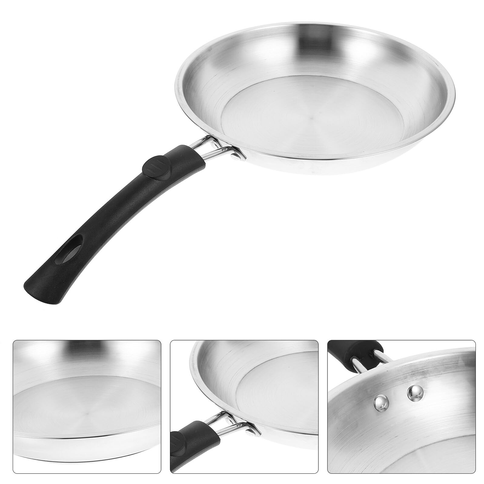 jojofuny Padella Antiaderente in Acciaio Inossidabile 22 CM Fondo Spesso Manico in PP Adatta per Piani Cottura a Gas e Induzione per Bistecche e Frittate Resistente e Facile da Pulire