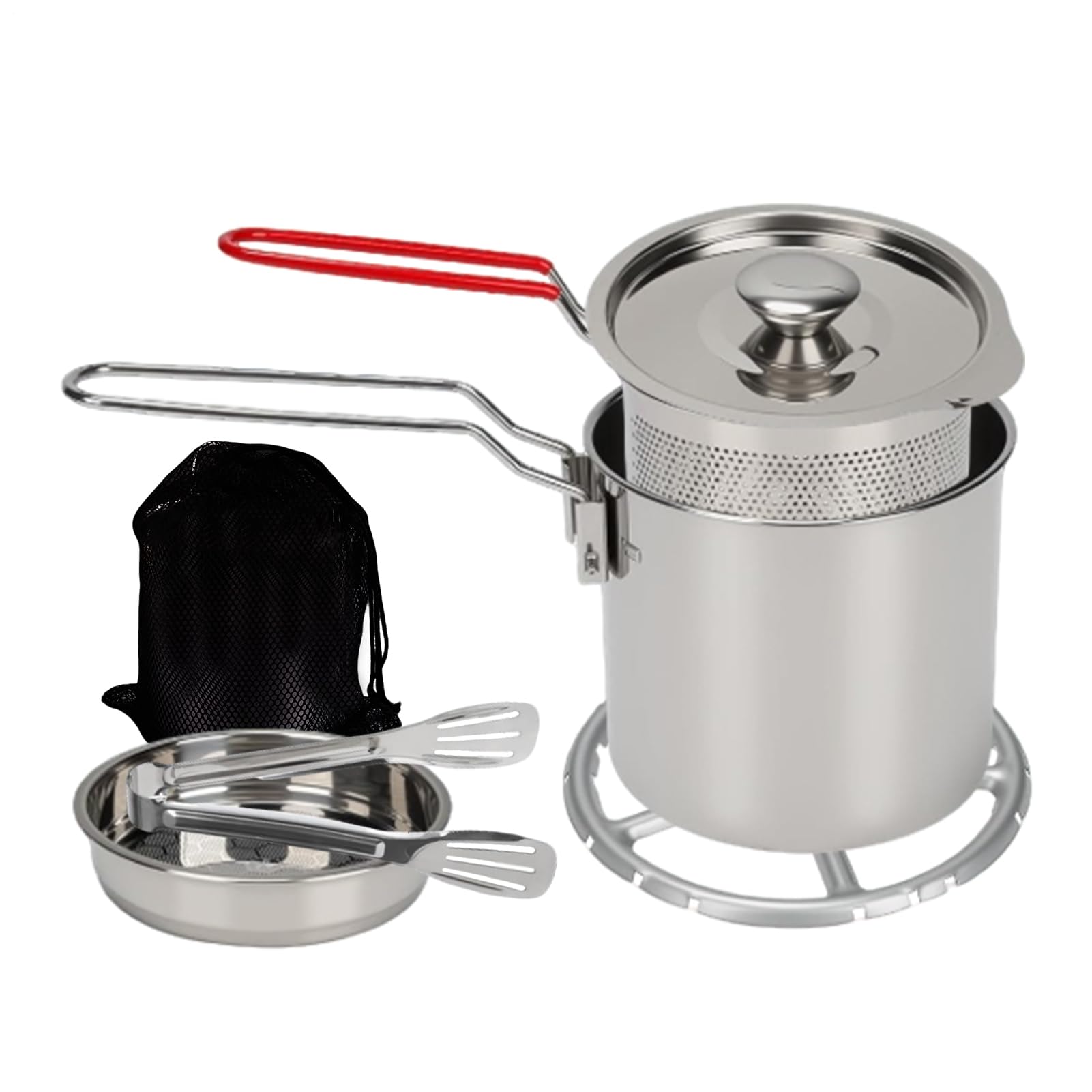 Friteuse 1,2 Litre en acier inoxydable avec mini panier de cuisson portable pour frites et poulet