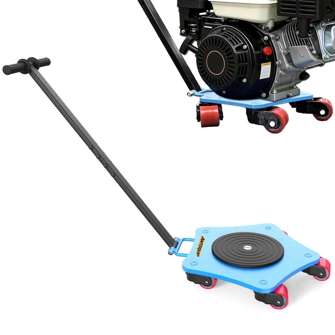 ANTEQUIP 8800lbs Heavy Duty Machine Skates Dolly, Industrial Machinery Mover with 5 PU 360°Swivel Wheels, Cast Steel Frame, Floor-Friendly Equipment