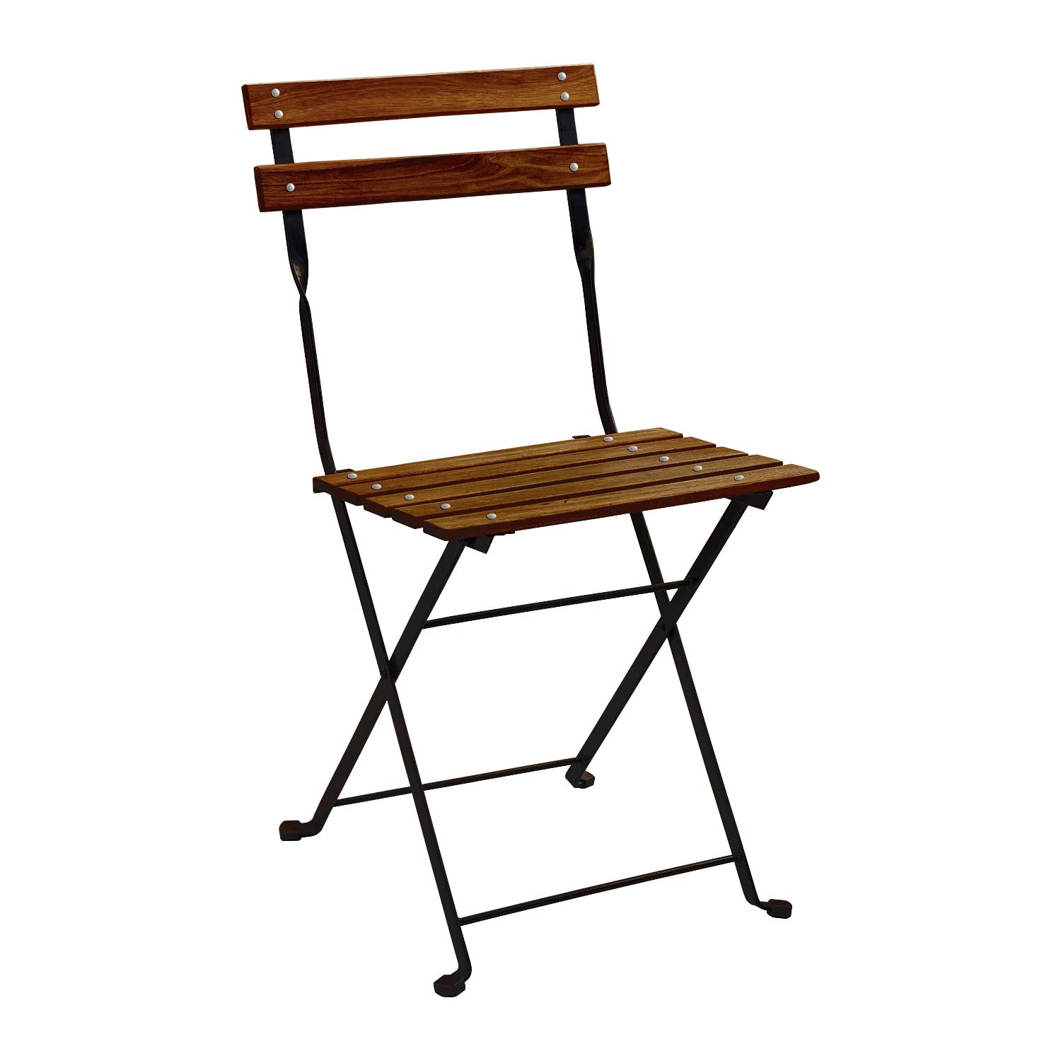 FRANKYSTAR Avolio Bistrò - Set da giardino con tavolino e 2 sedie pieghevoli in acciaio e legno con finitura effetto teak. Bistrot set da esterno in stile retrò