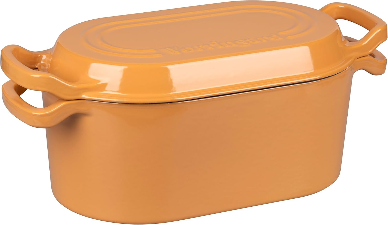 Oval Dutch Oven Pot with Lid, Enamel Coating Cast Iron Bread Pans for Homemade Sourdough Bread Baking, Cooking, 4 Quart, Yellow