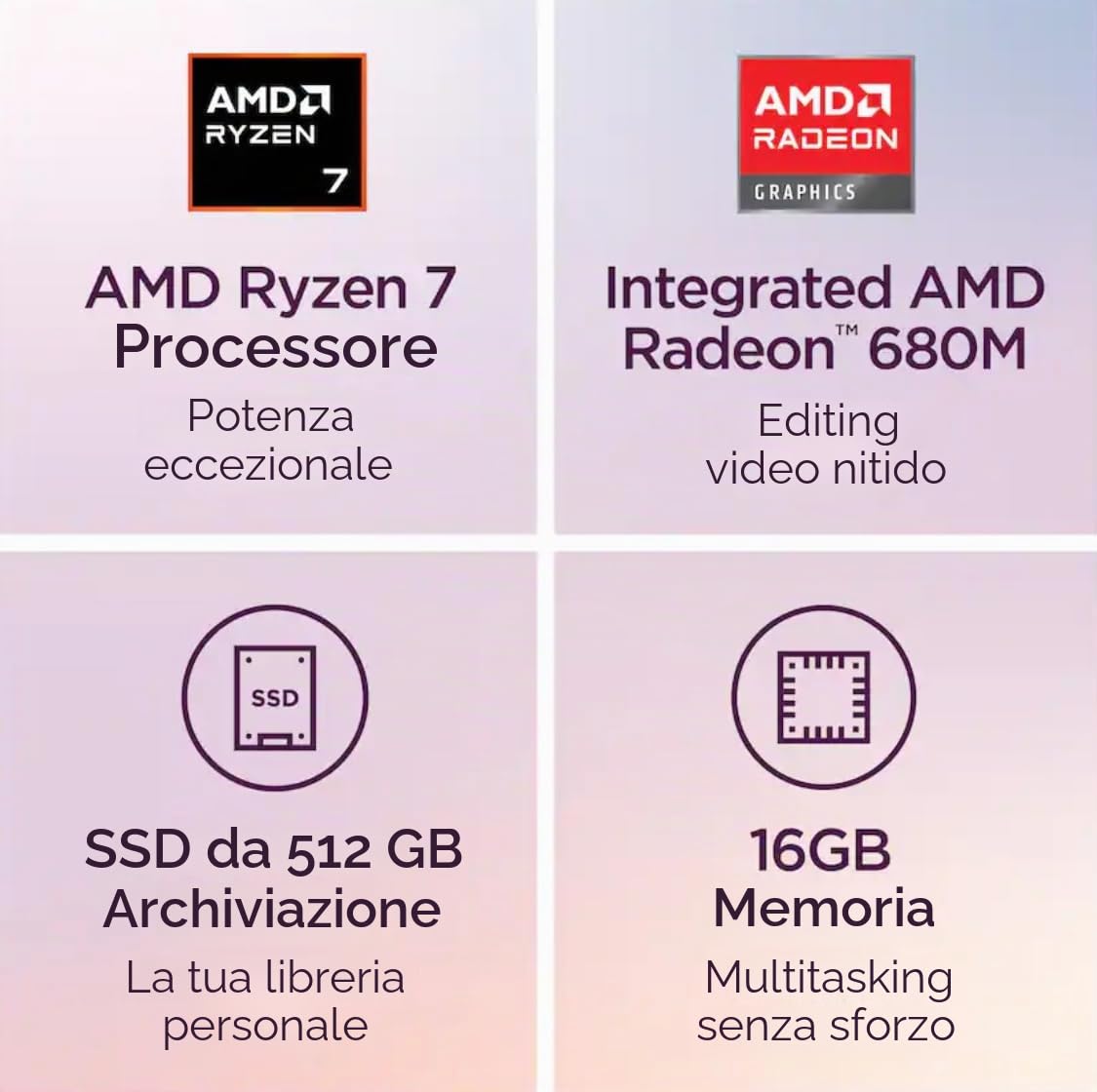 Lenovo IdeaPad Slim 3, laptop touchscreen 2K da 15,6", PC Copilot AI, AMD Ryzen 7 170, Wi-Fi 6, Windows 11 Home, con tappetino per mouse (16 GB di RAM | SSD PCIe da 512 GB)