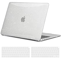 TECOOL Cover per MacBook Air M1 (A2337) e MacBook Air 13 Pollici Retina 2020 2019 2018 (A2179 A1932), Custodia Rigida Protettiva Sottile in Plastica e Copritastiera UE, Glitter