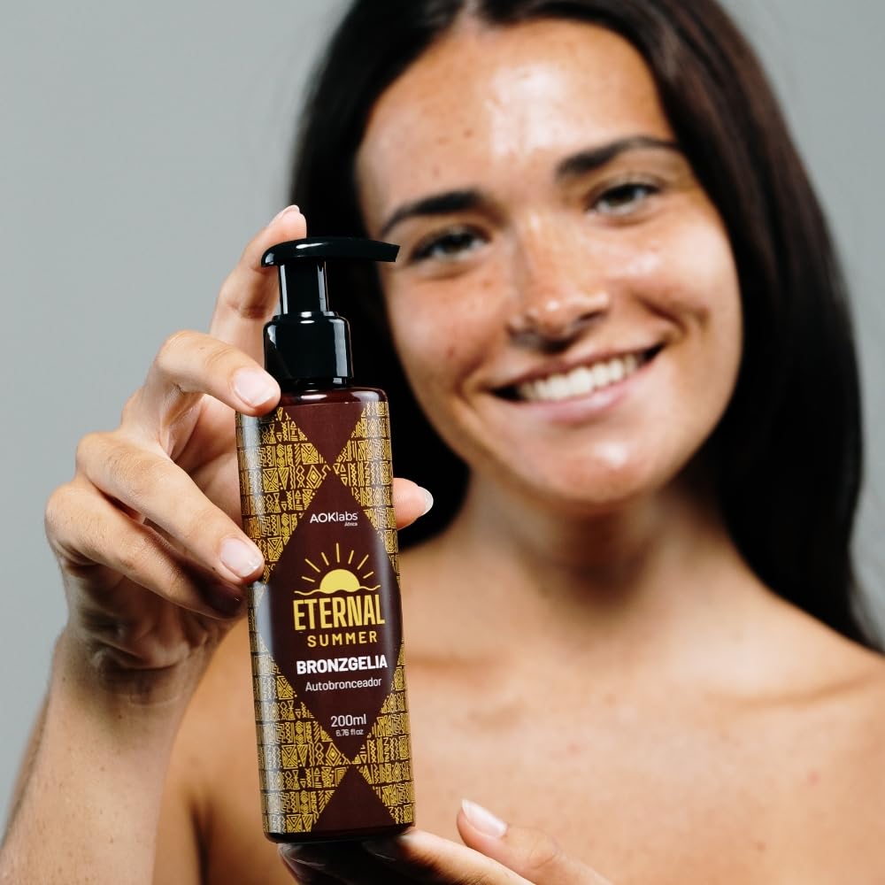 AOKlabs- BRONGZELIA Crema autobronceadora hidratante, emulsión fluida de rápida absorción 200ml.