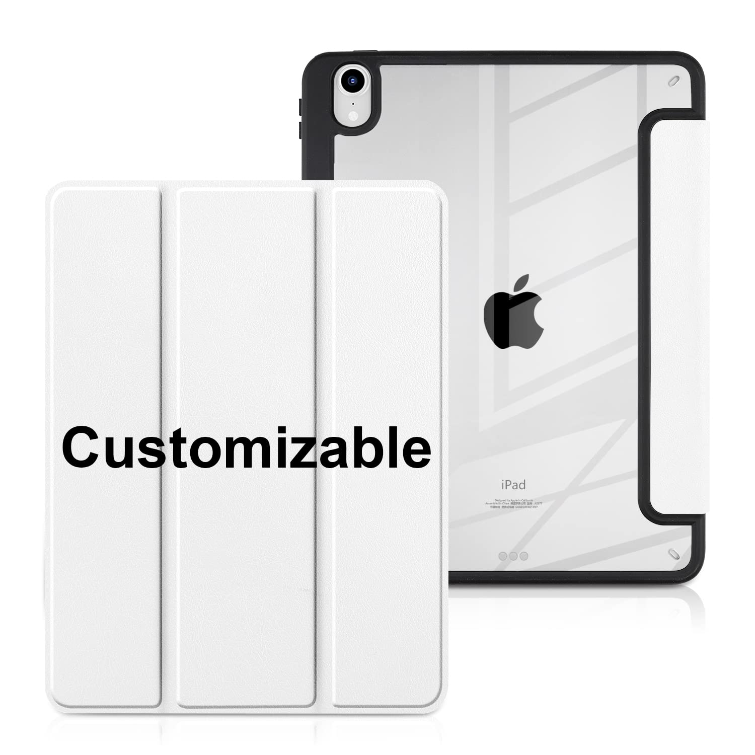 Batianda Customizable Case for iPad Air 11 inch 2025 M3 2024 M2 Chip [Built-in Pencil Holder] Shockproof Cover with Clear Transparent Back Shell Soft