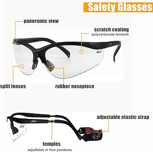Miniatura 2 de GY gafas de seguridad, gafas de seguridad para tiro, trabajo, equitación y deportes al aire libre Lentes transparentes antivaho HombresWomenglasses