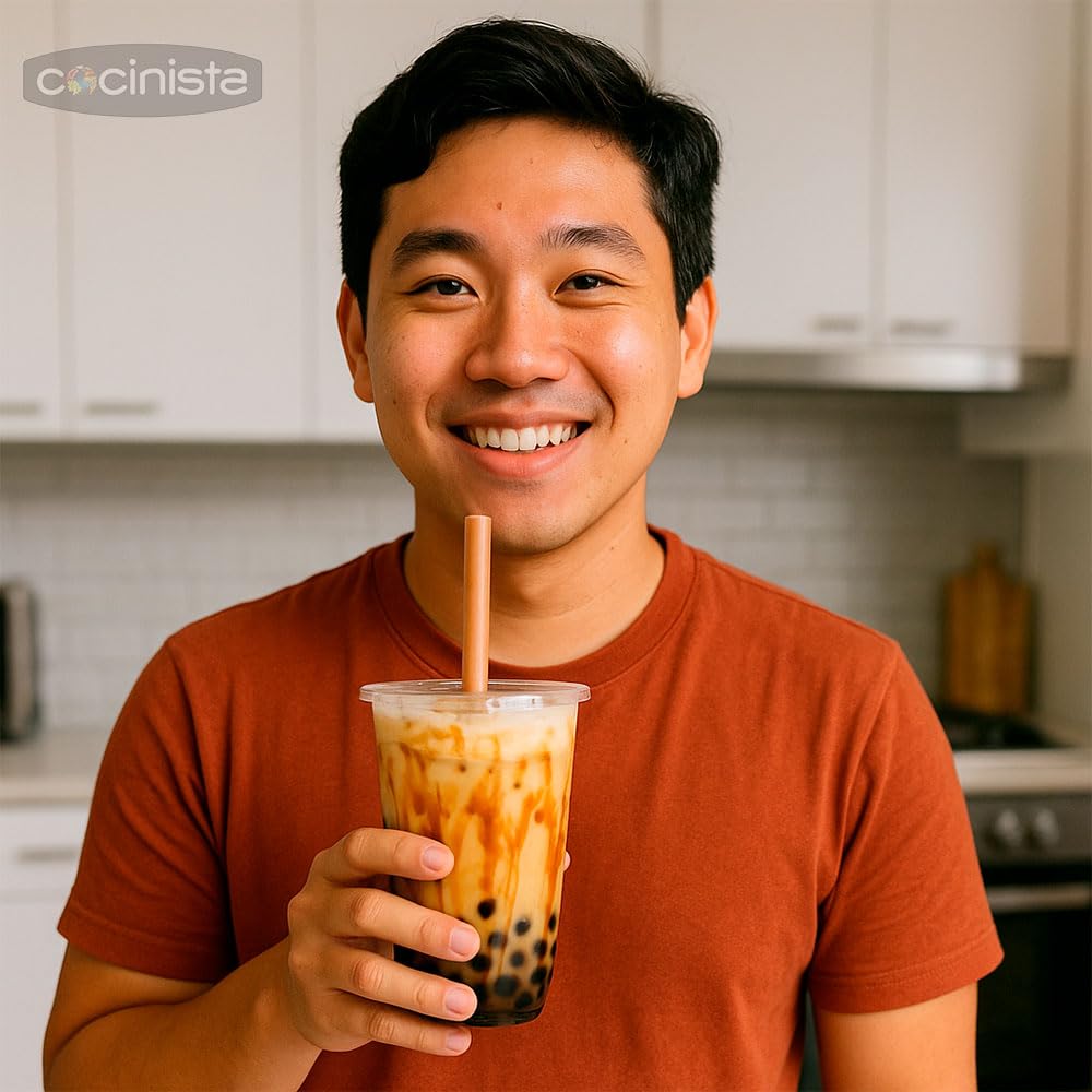 Kit Bubble Tea Azúcar Moreno 4 servicios té de burbujas taiwanés con perlas de tapioca y sirope caramelizado
