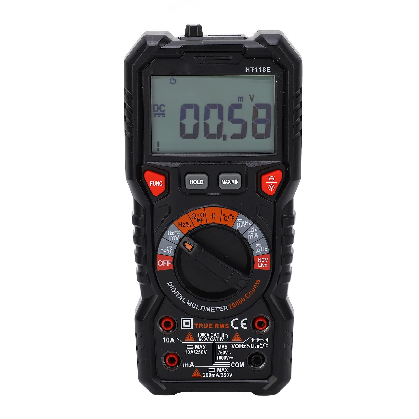 FTVOGUE Digital-Multimeter, Auto-Ranging-Spannungsprüfer, ABS, 1000 V DC, 750 V AC, 10 A, Strom-Widerstandsmessgerät für Elektronische Messungen, Heimreparatur, Heimwerker, Elektriker