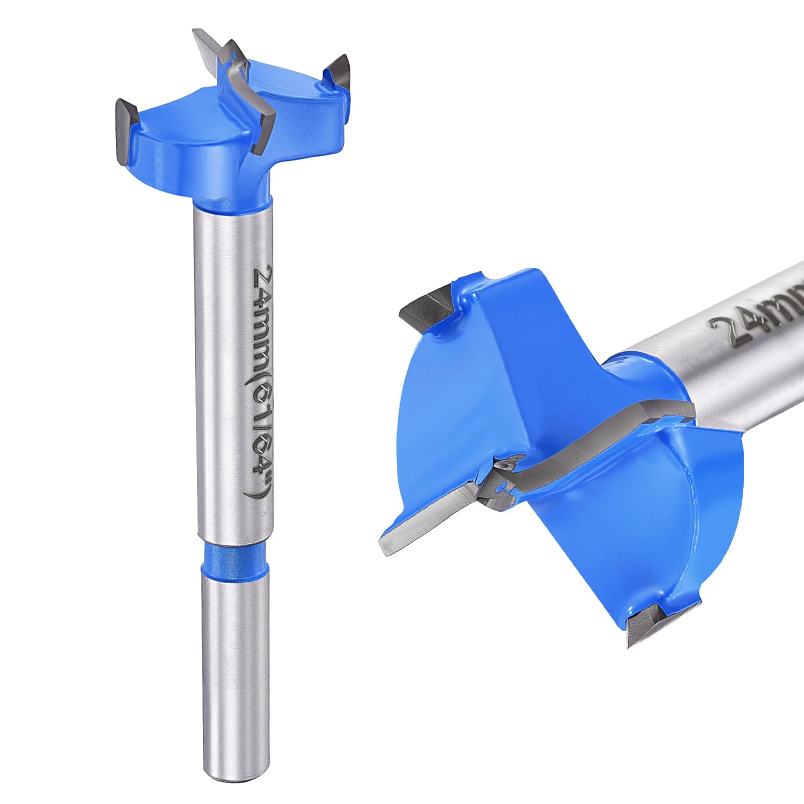 DTGN 24mm Forstner Drill Bit 61/64" 2 Flutes Tungsten Carbide Blue 2Pack