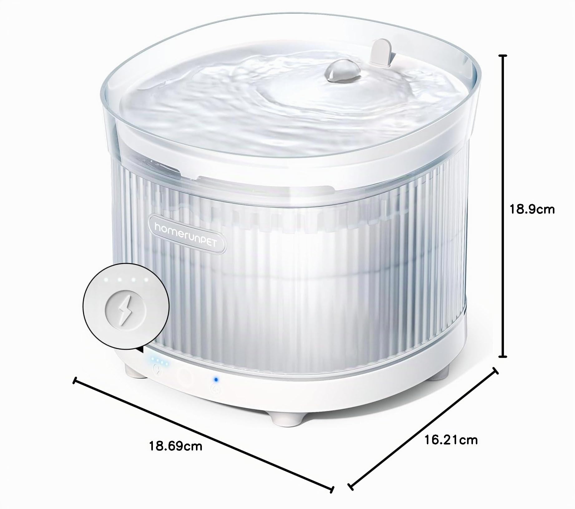 HomeRunPet Fuente para Gatos sin Cable a Pila con Sensor de Movimiento, Silenciosa Fuente de Agua para Gatos con Batería de 7800mAh, Libre de BPA, Instalación Rápida y Fácil Limpieza, 2L