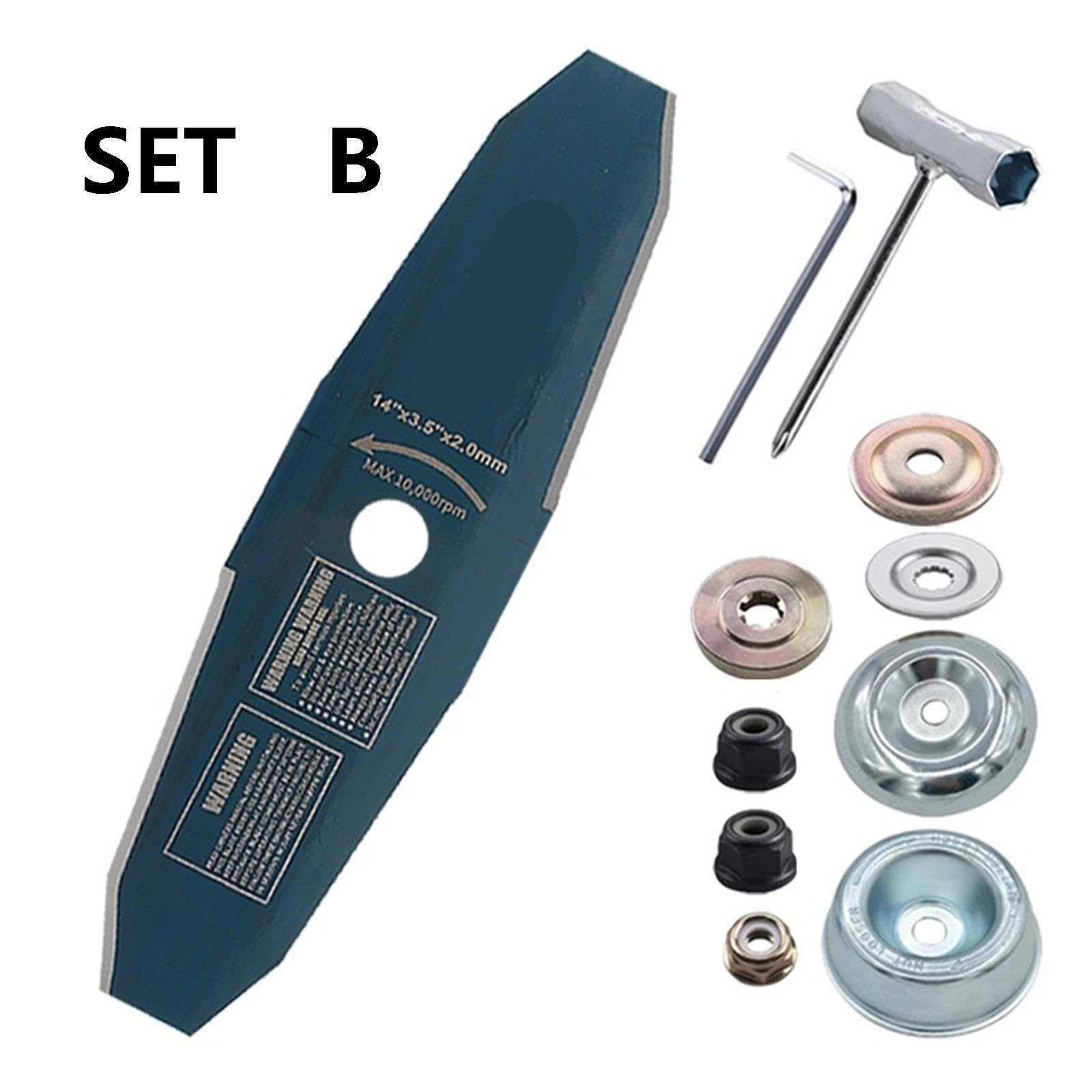Cuchilla Desbrozadora, 14 Pulgadas Poligonal SK5 Dentada 2T, for Cortacésped Eléctrico De Combustible, Compatible con Cortacésped De Doble Potencia(Set A)