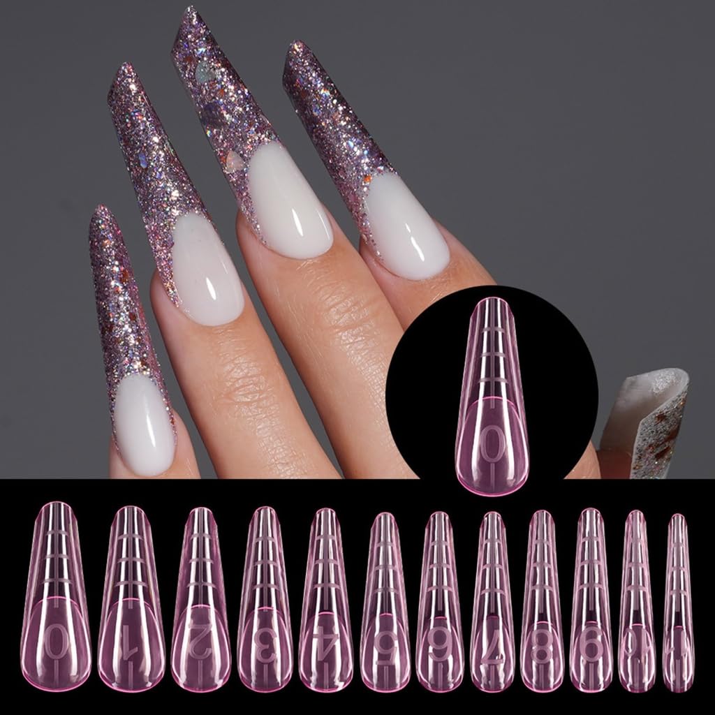 120 forme doppie per extension per unghie, in gel, copertura completa, con scala graduata, per manicure e nail art