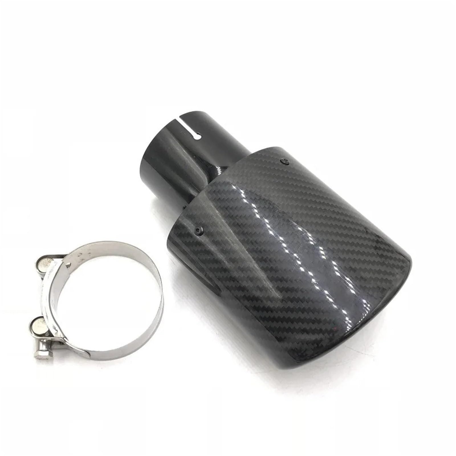 Terminale Tubo Coda 1 pezzo Ovale Inclinato 95 * 115mm Fibra Di Carbonio Auto Scarico Doppi Punte Nero Lucido Acciaio Inossidabile Tubi Marmitta