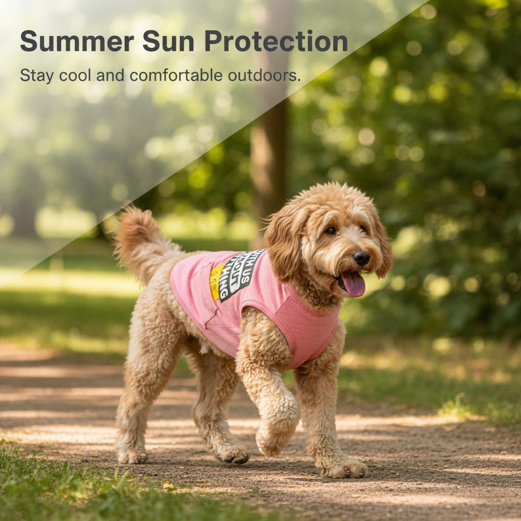 Gilet Chien en Coton, Été, Rose, Rose, S