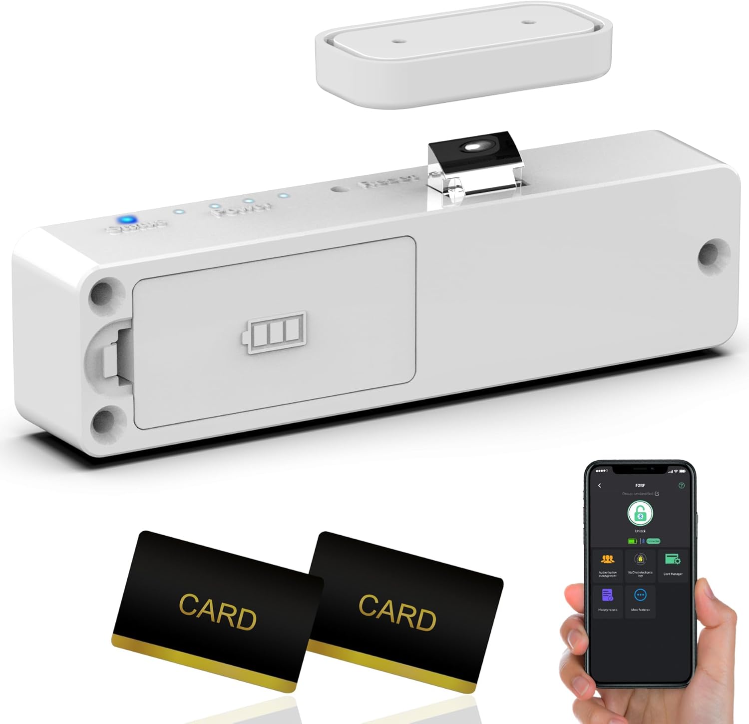 Anweller Baby Proofing Smart Cabinet Locks, Child Proof Hidden Drawer Locks, No Drill Adhesive Magnetic RFID Bluetooth Keyless Lock for Adults File Kitchen Cupboard Closet Liquor – White